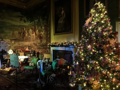 decorated living room for christmas